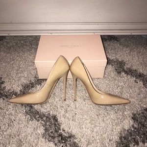 Jimmy Choo Anouk Patent Leather Nude Heels sz.38.5